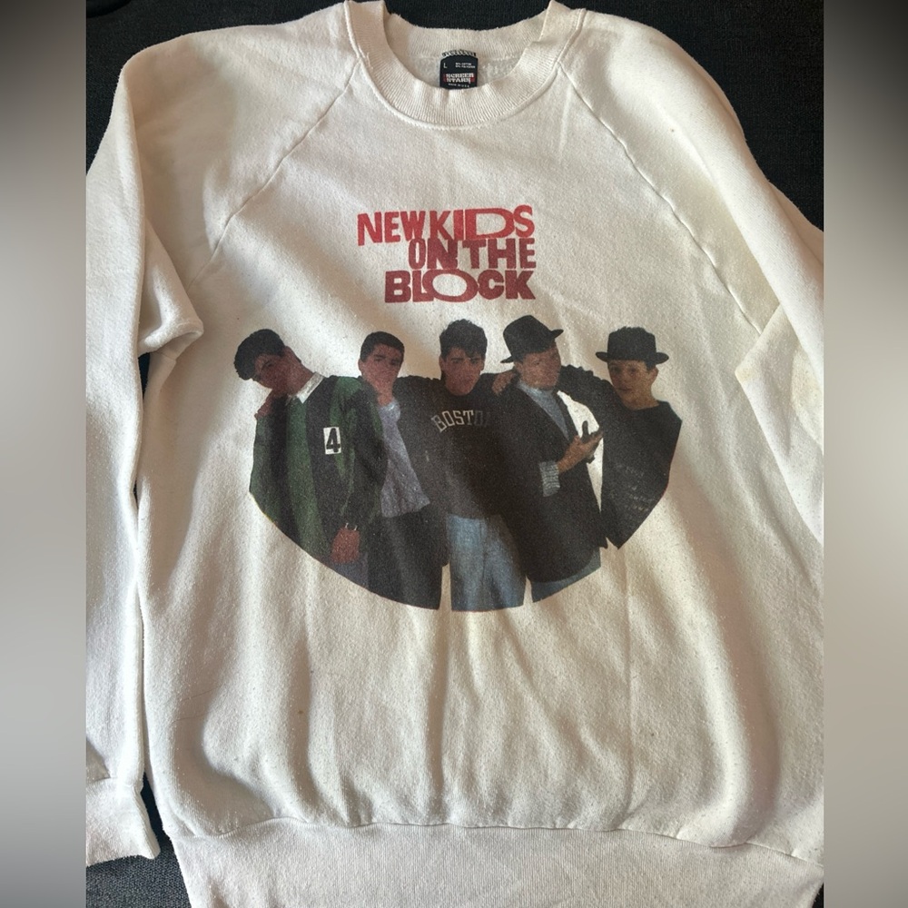 Vintage 1980s New Kids on the Block Band Crewneck Sweatshirt Size Large
